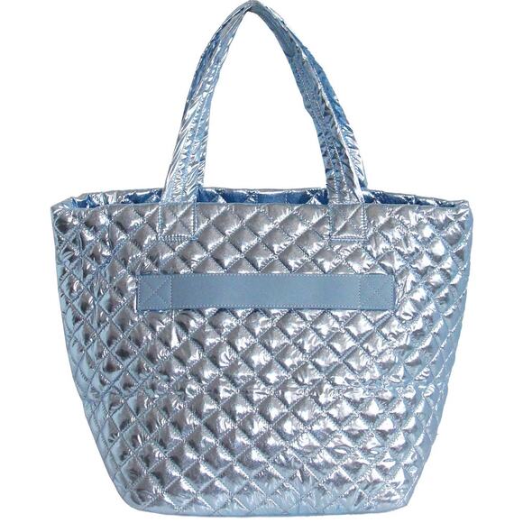 The Debra Diamond Quilted Nylon Tote Bag Ice Blue - Picture 2 of 5